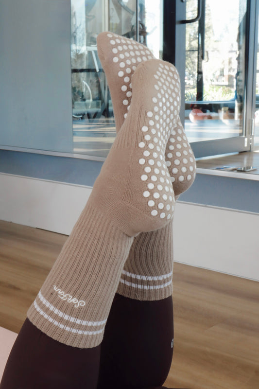 Mocha Muse Stripe Grip Sock