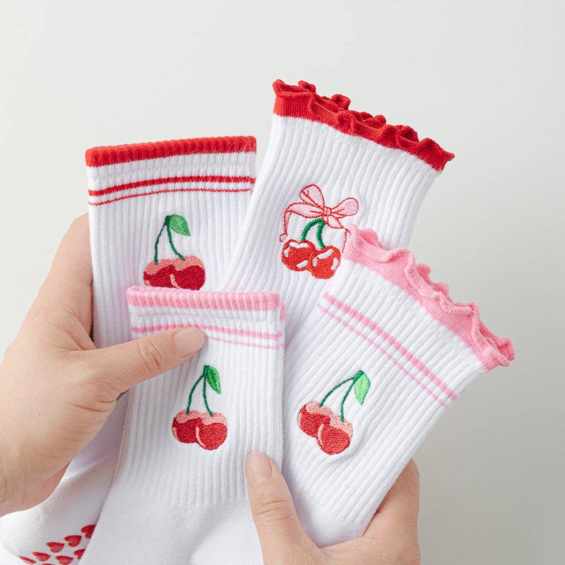 Curated Grip Sock: Cherry Stripe