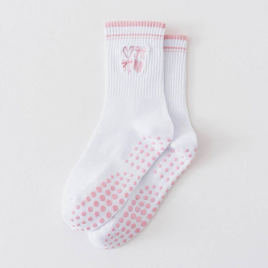 Curated Grip Sock - Pink Bows & Hearts