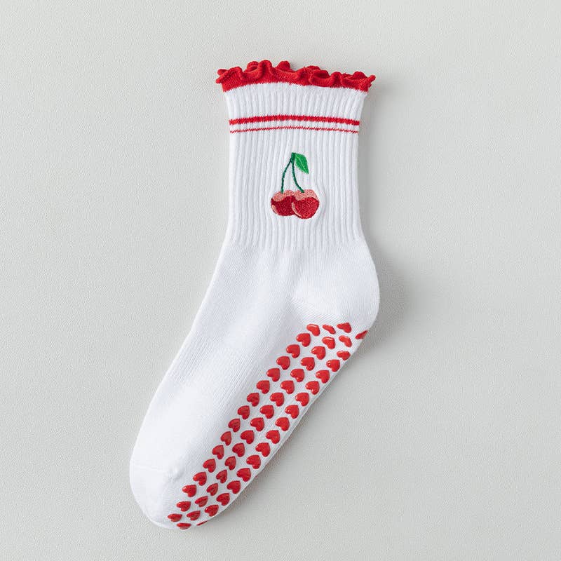 Curated Grip Sock: Cherry Stripe