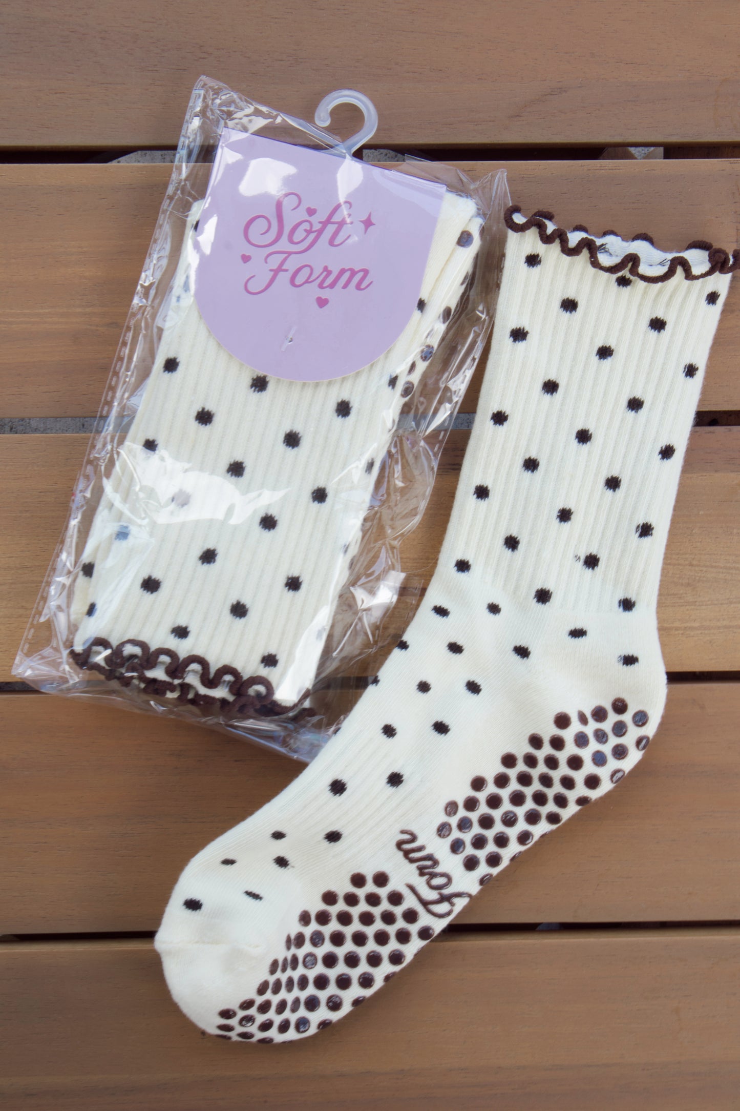 Mocha Darling Dot Grip Sock