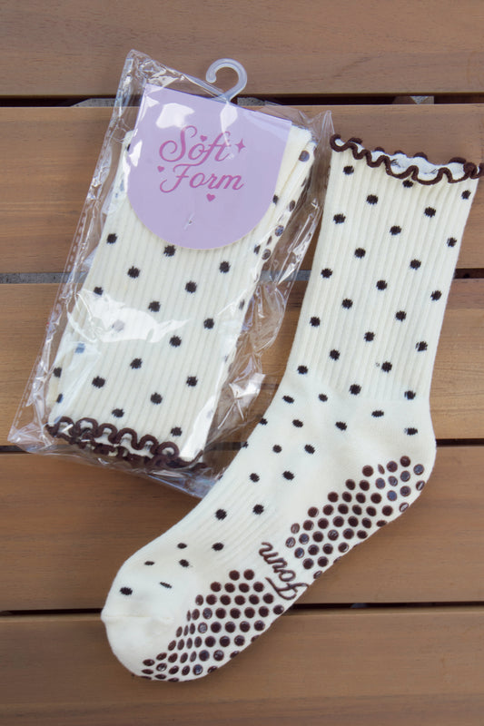 Mocha Darling Dot Grip Sock