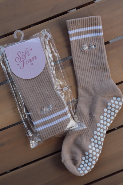 Mocha Muse Stripe Grip Sock